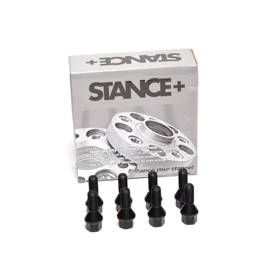 M12x1.5mm 60 Degree Tapered 17mm Hex Black Wheel Bolts - STANCE+