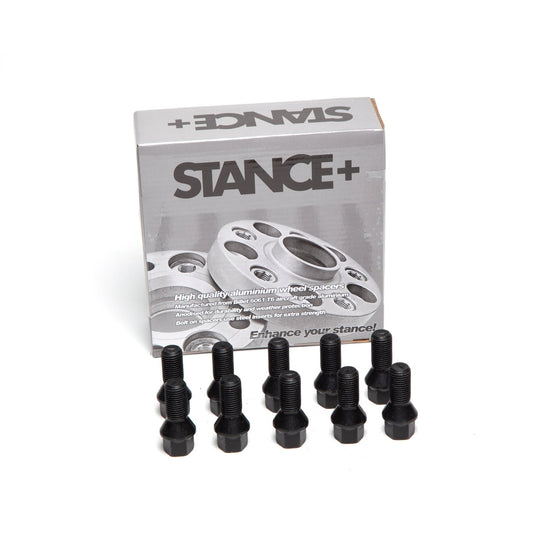 M14x1.5mm 60 Degree Tapered 17mm Hex Black Wheel Bolts - STANCE+